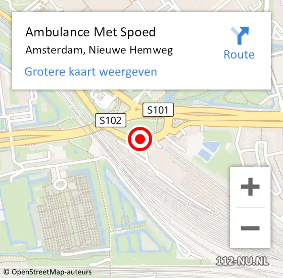 Locatie op kaart van de 112 melding: Ambulance Met Spoed Naar Amsterdam, Nieuwe Hemweg op 3 mei 2017 10:19