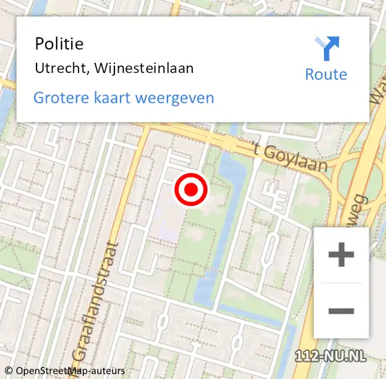 Locatie op kaart van de 112 melding: Politie Utrecht, Wijnesteinlaan op 3 mei 2017 10:24