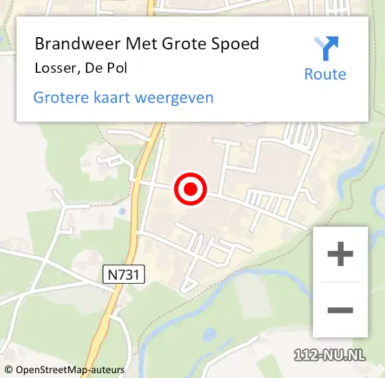 Locatie op kaart van de 112 melding: Brandweer Met Grote Spoed Naar Losser, De Pol op 3 mei 2017 10:59