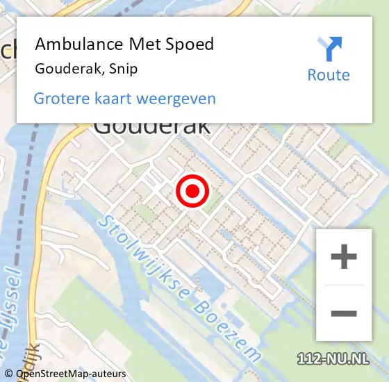 Locatie op kaart van de 112 melding: Ambulance Met Spoed Naar Gouderak, Snip op 3 mei 2017 11:41