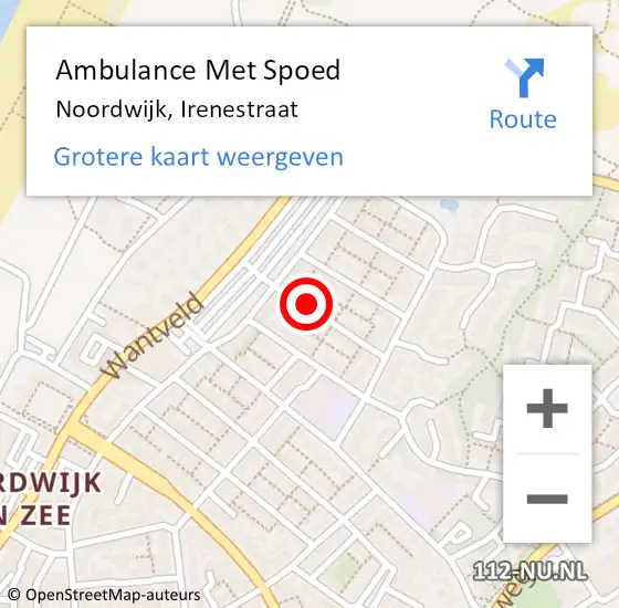 Locatie op kaart van de 112 melding: Ambulance Met Spoed Naar Noordwijk, Irenestraat op 3 mei 2017 11:41