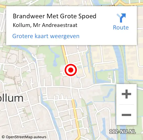 Locatie op kaart van de 112 melding: Brandweer Met Grote Spoed Naar Kollum, Mr Andreaestraat op 3 mei 2017 12:38