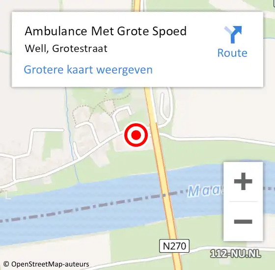 Locatie op kaart van de 112 melding: Ambulance Met Grote Spoed Naar Well, Grotestraat op 19 januari 2014 09:03