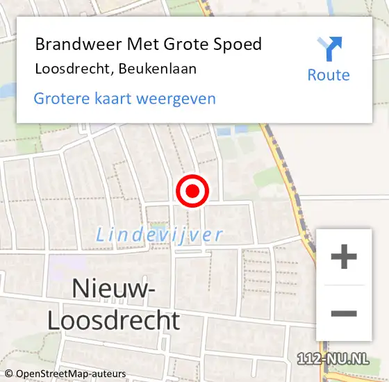 Locatie op kaart van de 112 melding: Brandweer Met Grote Spoed Naar Loosdrecht, Beukenlaan op 3 mei 2017 13:28