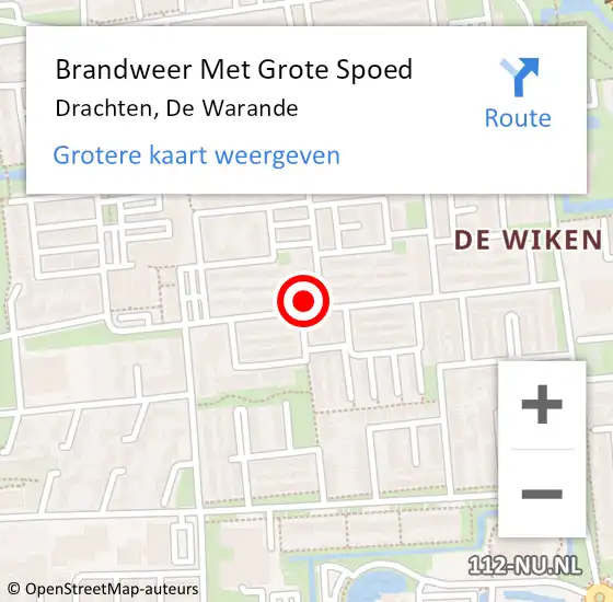 Locatie op kaart van de 112 melding: Brandweer Met Grote Spoed Naar Drachten, De Warande op 3 mei 2017 13:31