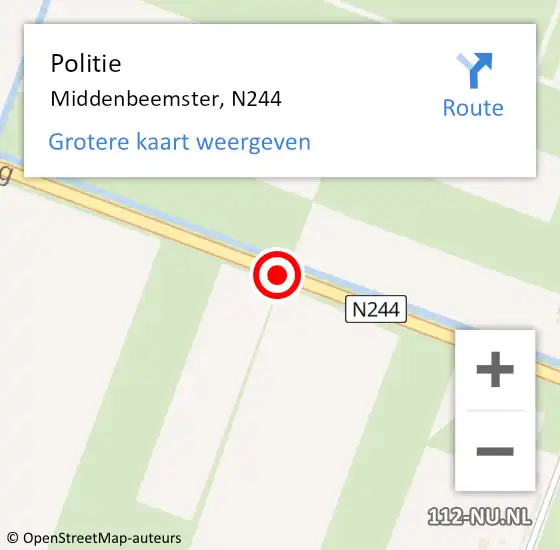 Locatie op kaart van de 112 melding: Politie Middenbeemster, N244 op 3 mei 2017 14:32