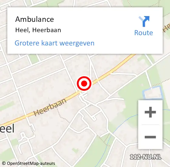 Locatie op kaart van de 112 melding: Ambulance Heel, Heerbaan op 3 mei 2017 14:43