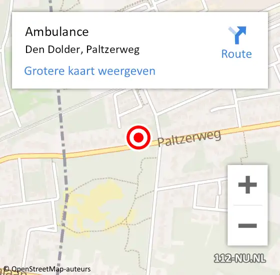 Locatie op kaart van de 112 melding: Ambulance Den Dolder, Paltzerweg op 3 mei 2017 14:46