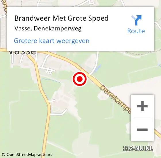 Locatie op kaart van de 112 melding: Brandweer Met Grote Spoed Naar Vasse, Denekamperweg op 3 mei 2017 14:46