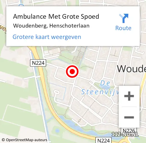 Locatie op kaart van de 112 melding: Ambulance Met Grote Spoed Naar Woudenberg, Henschoterlaan op 3 mei 2017 14:53