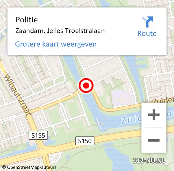 Locatie op kaart van de 112 melding: Politie Zaandam, Jelles Troelstralaan op 3 mei 2017 15:05