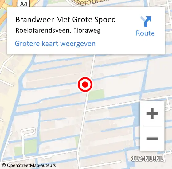 Locatie op kaart van de 112 melding: Brandweer Met Grote Spoed Naar Roelofarendsveen, Floraweg op 3 mei 2017 15:18