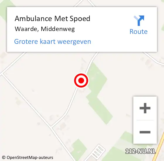 Locatie op kaart van de 112 melding: Ambulance Met Spoed Naar Waarde, Middenweg op 3 mei 2017 15:53