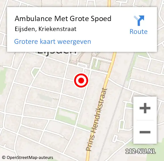 Locatie op kaart van de 112 melding: Ambulance Met Grote Spoed Naar Eijsden, Kriekenstraat op 19 januari 2014 09:36