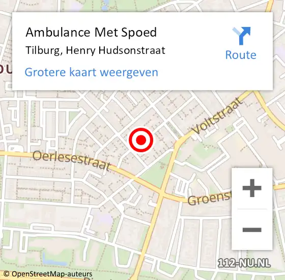 Locatie op kaart van de 112 melding: Ambulance Met Spoed Naar Tilburg, Henry Hudsonstraat op 3 mei 2017 16:20