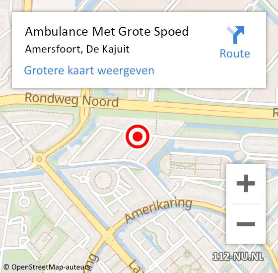 Locatie op kaart van de 112 melding: Ambulance Met Grote Spoed Naar Amersfoort, De Kajuit op 3 mei 2017 16:41