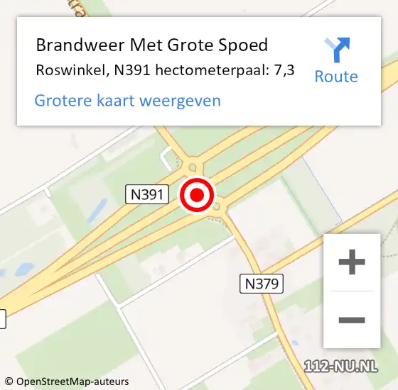 Locatie op kaart van de 112 melding: Brandweer Met Grote Spoed Naar Roswinkel, N391 hectometerpaal: 7,3 op 3 mei 2017 18:29