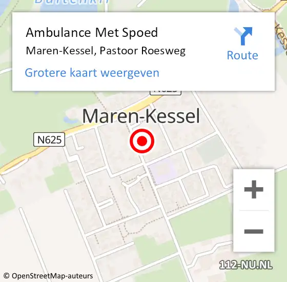 Locatie op kaart van de 112 melding: Ambulance Met Spoed Naar Maren-Kessel, Pastoor Roesweg op 3 mei 2017 19:28