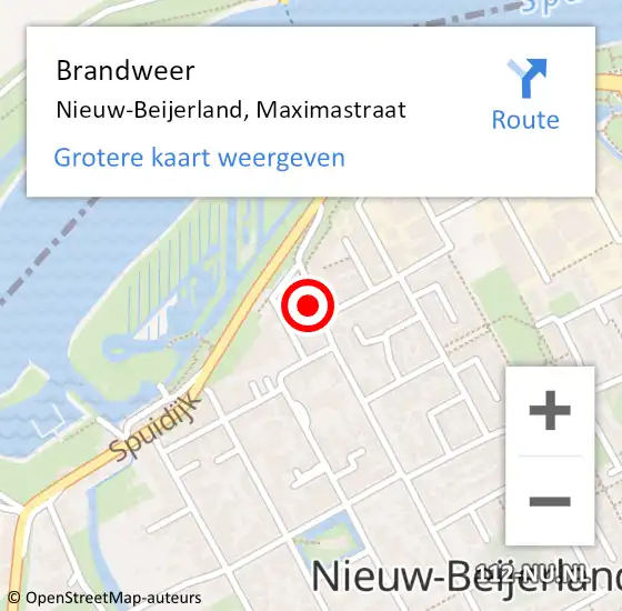 Locatie op kaart van de 112 melding: Brandweer Nieuw-Beijerland, Maximastraat op 3 mei 2017 19:36