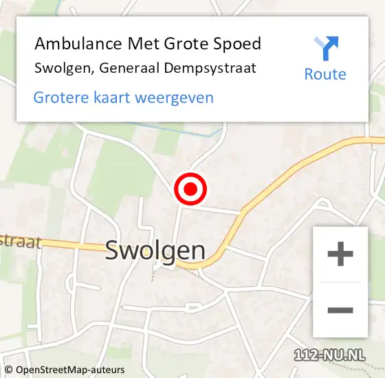 Locatie op kaart van de 112 melding: Ambulance Met Grote Spoed Naar Swolgen, Generaal Dempsystraat op 19 januari 2014 10:06