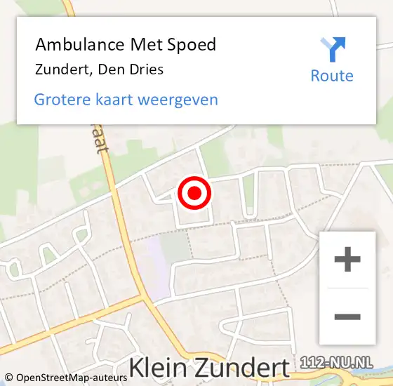 Locatie op kaart van de 112 melding: Ambulance Met Spoed Naar Zundert, Den Dries op 3 mei 2017 20:28