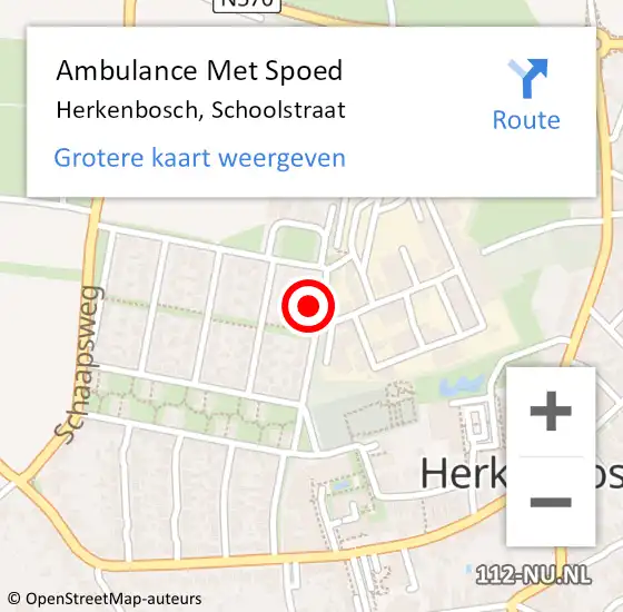 Locatie op kaart van de 112 melding: Ambulance Met Spoed Naar Herkenbosch, Schoolstraat op 3 mei 2017 20:30