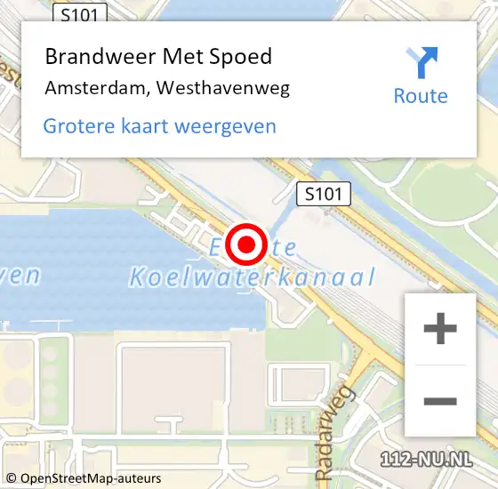 Locatie op kaart van de 112 melding: Brandweer Met Spoed Naar Amsterdam, Westhavenweg op 3 mei 2017 21:11