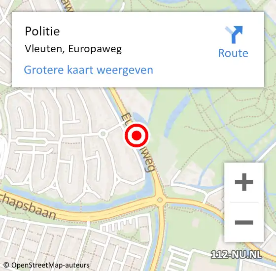 Locatie op kaart van de 112 melding: Politie Vleuten, Europaweg op 3 mei 2017 22:48