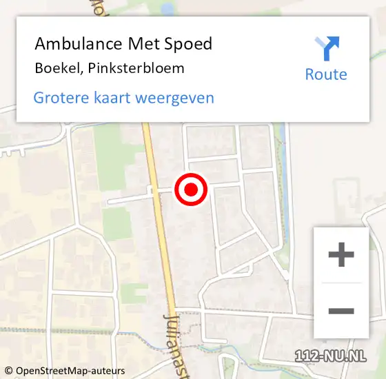 Locatie op kaart van de 112 melding: Ambulance Met Spoed Naar Boekel, Pinksterbloem op 3 mei 2017 23:06