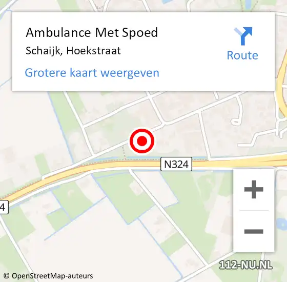 Locatie op kaart van de 112 melding: Ambulance Met Spoed Naar Schaijk, Hoekstraat op 4 mei 2017 00:02