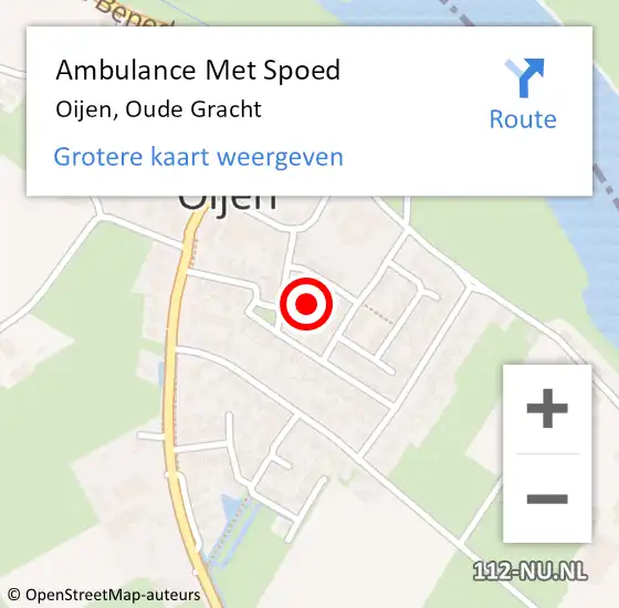 Locatie op kaart van de 112 melding: Ambulance Met Spoed Naar Oijen, Oude Gracht op 4 mei 2017 00:47