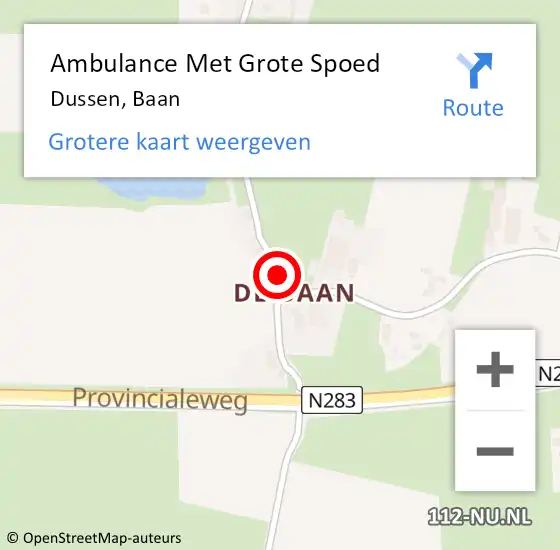 Locatie op kaart van de 112 melding: Ambulance Met Grote Spoed Naar Dussen, Baan op 4 mei 2017 02:27