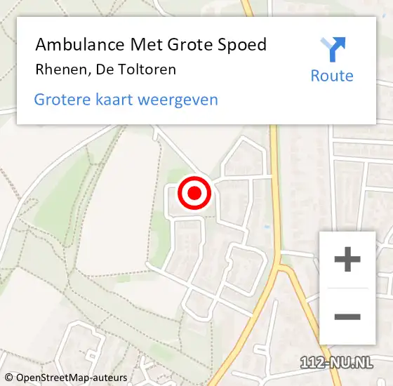 Locatie op kaart van de 112 melding: Ambulance Met Grote Spoed Naar Rhenen, De Toltoren op 4 mei 2017 02:58