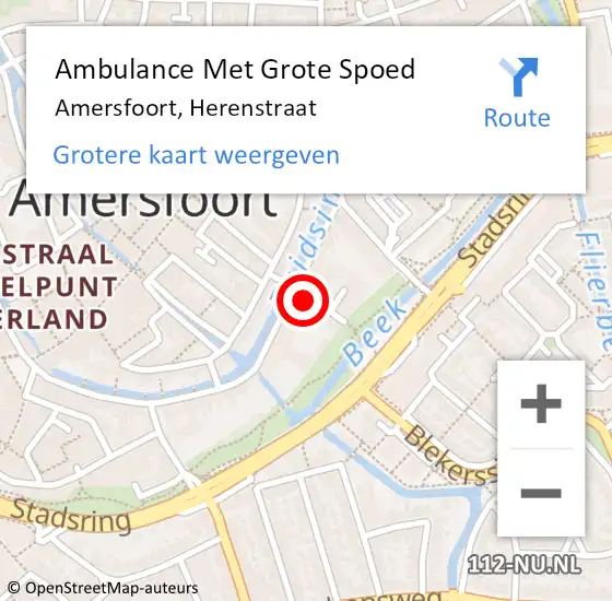 Locatie op kaart van de 112 melding: Ambulance Met Grote Spoed Naar Amersfoort, Herenstraat op 4 mei 2017 03:10