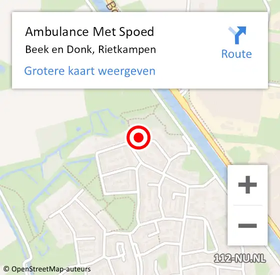 Locatie op kaart van de 112 melding: Ambulance Met Spoed Naar Beek en Donk, Rietkampen op 4 mei 2017 03:56