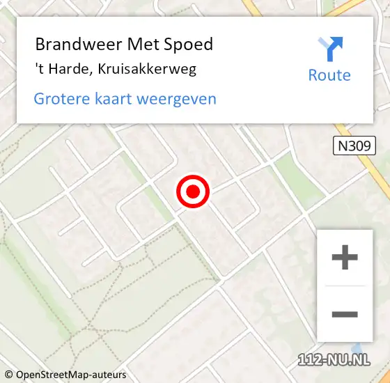 Locatie op kaart van de 112 melding: Brandweer Met Spoed Naar 't Harde, Kruisakkerweg op 4 mei 2017 04:22