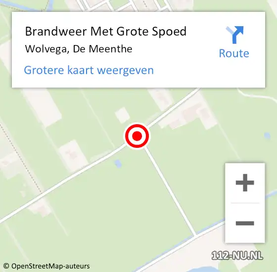 Locatie op kaart van de 112 melding: Brandweer Met Grote Spoed Naar Wolvega, De Meenthe op 4 mei 2017 07:09