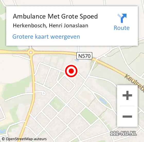 Locatie op kaart van de 112 melding: Ambulance Met Grote Spoed Naar Herkenbosch, Henri Jonaslaan op 4 mei 2017 07:09