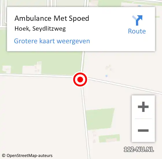 Locatie op kaart van de 112 melding: Ambulance Met Spoed Naar Hoek, Seydlitzweg op 4 mei 2017 07:53