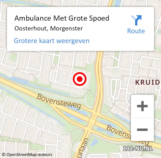 Locatie op kaart van de 112 melding: Ambulance Met Grote Spoed Naar Oosterhout, Morgenster op 4 mei 2017 08:05