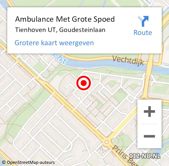 Locatie op kaart van de 112 melding: Ambulance Met Grote Spoed Naar Tienhoven UT, Goudesteinlaan op 4 mei 2017 09:16