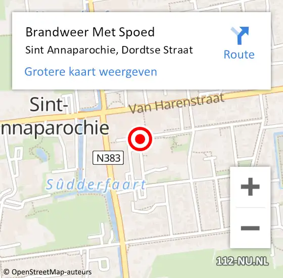 Locatie op kaart van de 112 melding: Brandweer Met Spoed Naar Sint Annaparochie, Dordtse Straat op 19 januari 2014 10:52