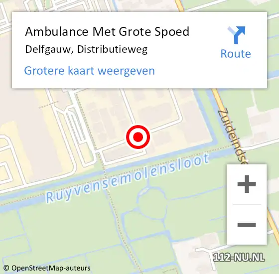 Locatie op kaart van de 112 melding: Ambulance Met Grote Spoed Naar Delfgauw, Distributieweg op 4 mei 2017 09:45