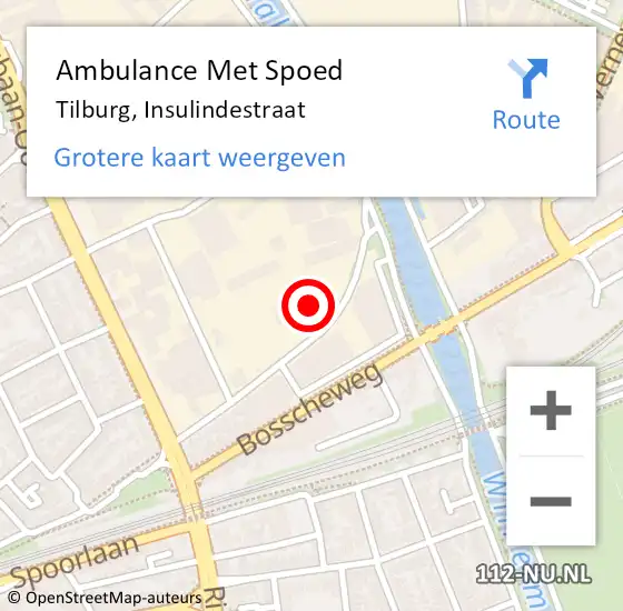 Locatie op kaart van de 112 melding: Ambulance Met Spoed Naar Tilburg, Insulindestraat op 4 mei 2017 09:50