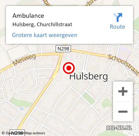 Locatie op kaart van de 112 melding: Ambulance Hulsberg, Churchillstraat op 19 september 2013 18:40