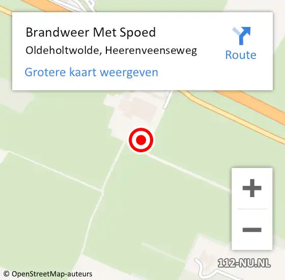 Locatie op kaart van de 112 melding: Brandweer Met Spoed Naar Oldeholtwolde, Heerenveenseweg op 4 mei 2017 10:59