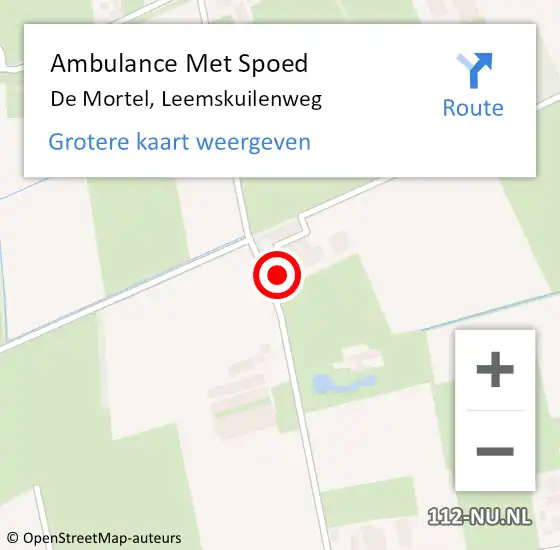 Locatie op kaart van de 112 melding: Ambulance Met Spoed Naar De Mortel, Leemskuilenweg op 4 mei 2017 11:06