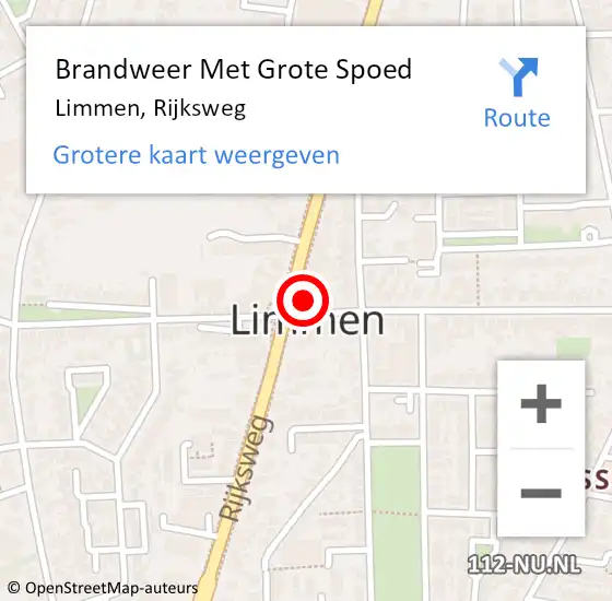 Locatie op kaart van de 112 melding: Brandweer Met Grote Spoed Naar Limmen, Rijksweg op 4 mei 2017 11:12