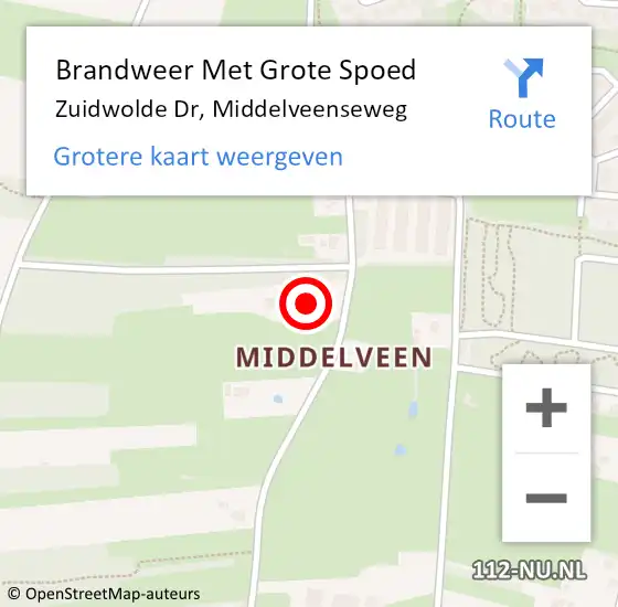 Locatie op kaart van de 112 melding: Brandweer Met Grote Spoed Naar Zuidwolde Dr, Middelveenseweg op 19 januari 2014 11:21