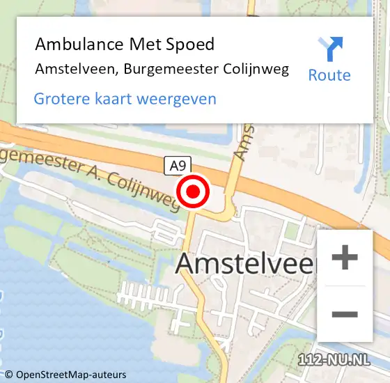 Locatie op kaart van de 112 melding: Ambulance Met Spoed Naar Amstelveen, Burgemeester Colijnweg op 4 mei 2017 12:47